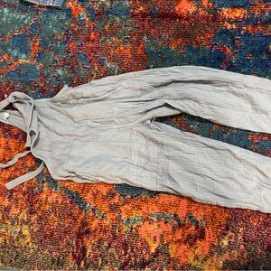 Aerie Light Gray Cropped Jumpsuit
